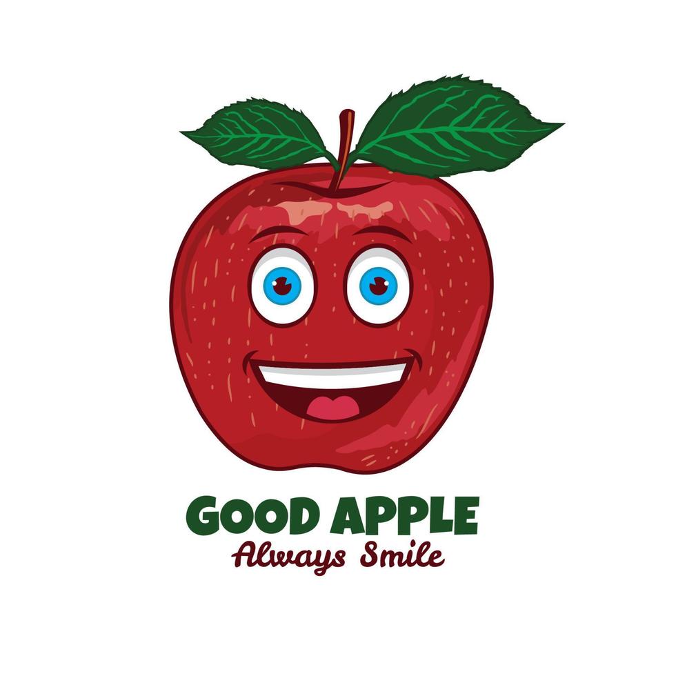 Apfel Vektor Illustration im Karikatur und Logo Design, perfekt zum Obst Geschäft Logo