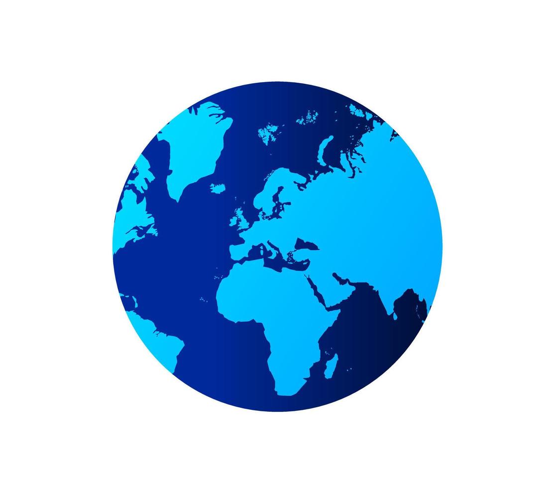 Erde Globus mit Blau Farbe Vektor Illustration. Welt Globus. Welt Karte im Globus Form. Erde Globen eben Stil.