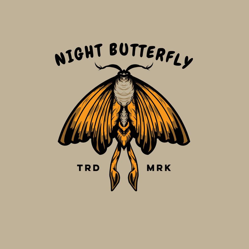 Nacht Schmetterling Logo Abzeichen mit Jahrgang Stil vektor