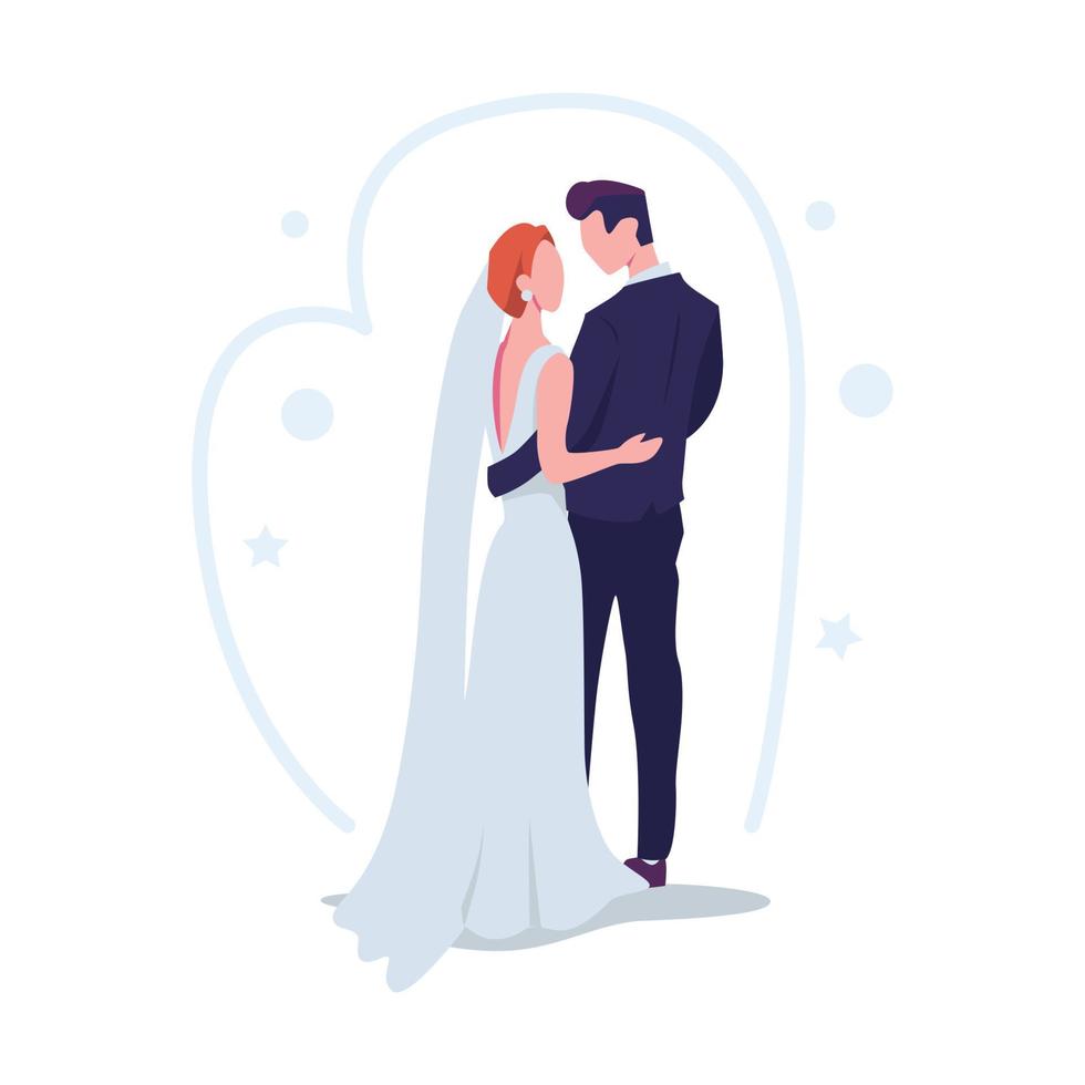 flaches vektordesign der hochzeitspaarillustration vektor