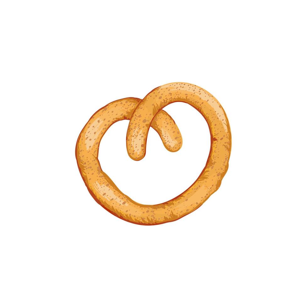 tysk pretzel i en platt stil. friska, traditionell bröd mat symbol isolerat på en vit bakgrund. för en bageri eller marknadsföra, mat festival vektor