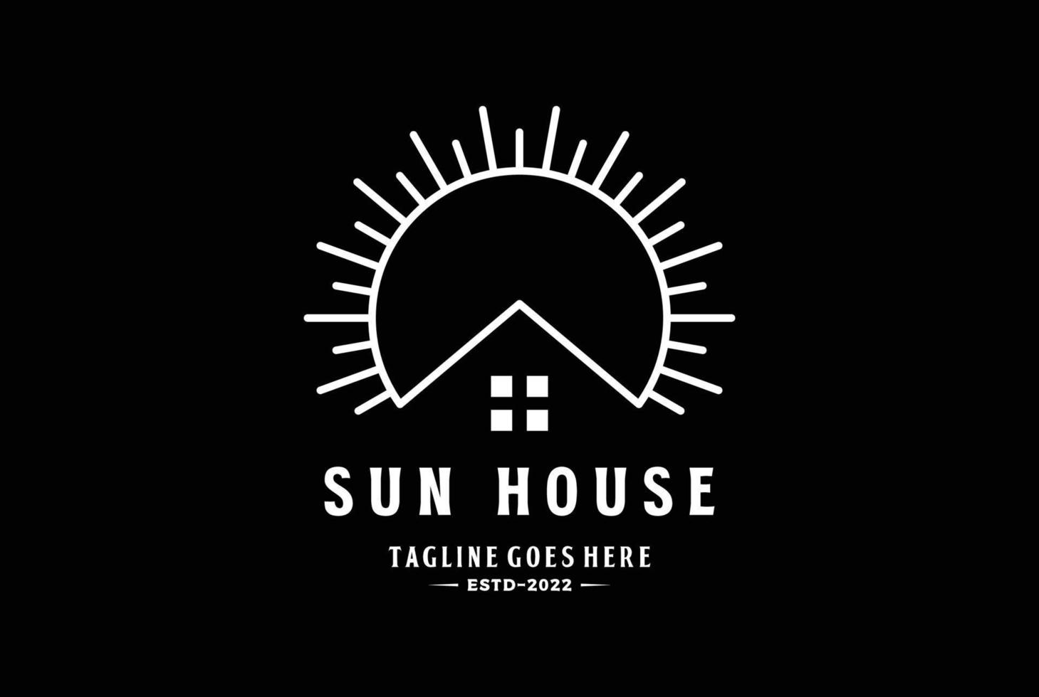 Sonne Sonnenaufgang Haus Dach Linie Logo Design vektor