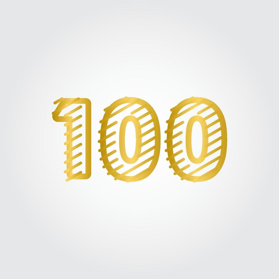 100 Jahre Jubiläum Gold Linie Design Logo Vektor Vorlage Illustration