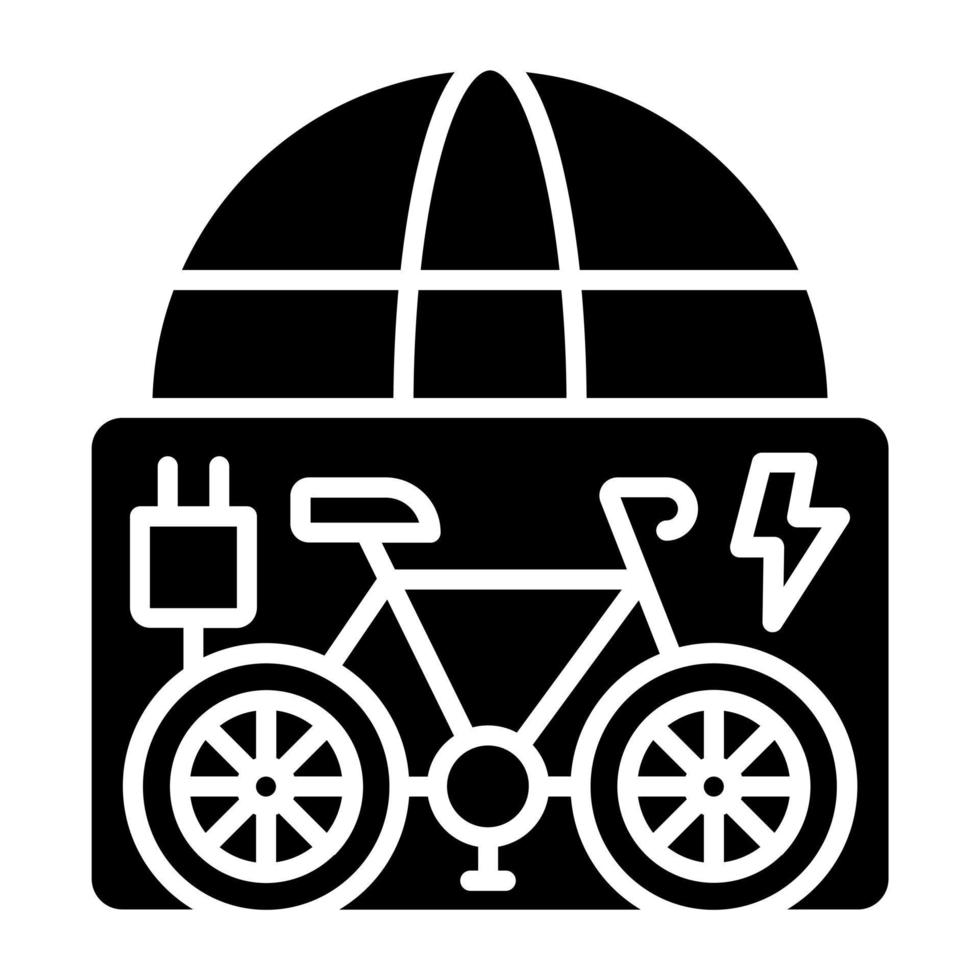 elektrisch Fahrrad Stadt Touren Symbol Stil vektor
