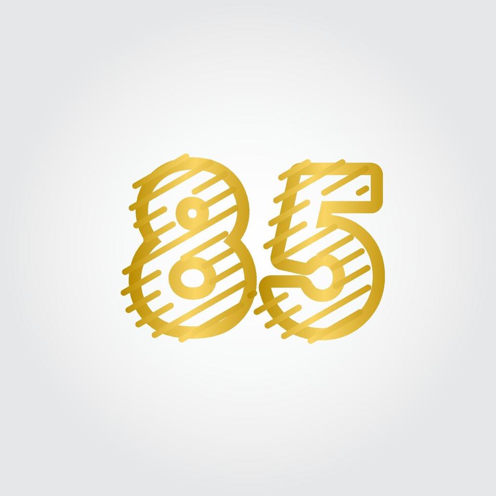 85 Jahre Jubiläum Gold Linie Design Logo Vektor Vorlage Illustration