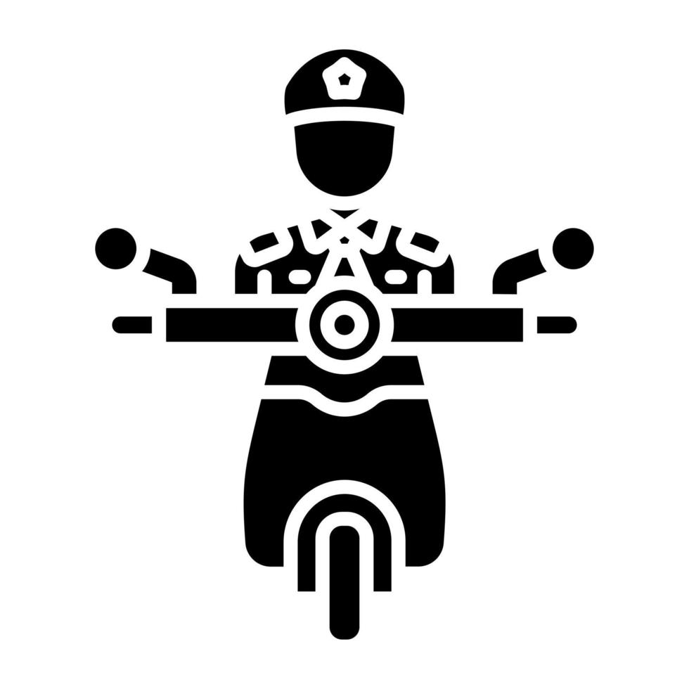 Polizei Offizier auf Roller Symbol Stil vektor