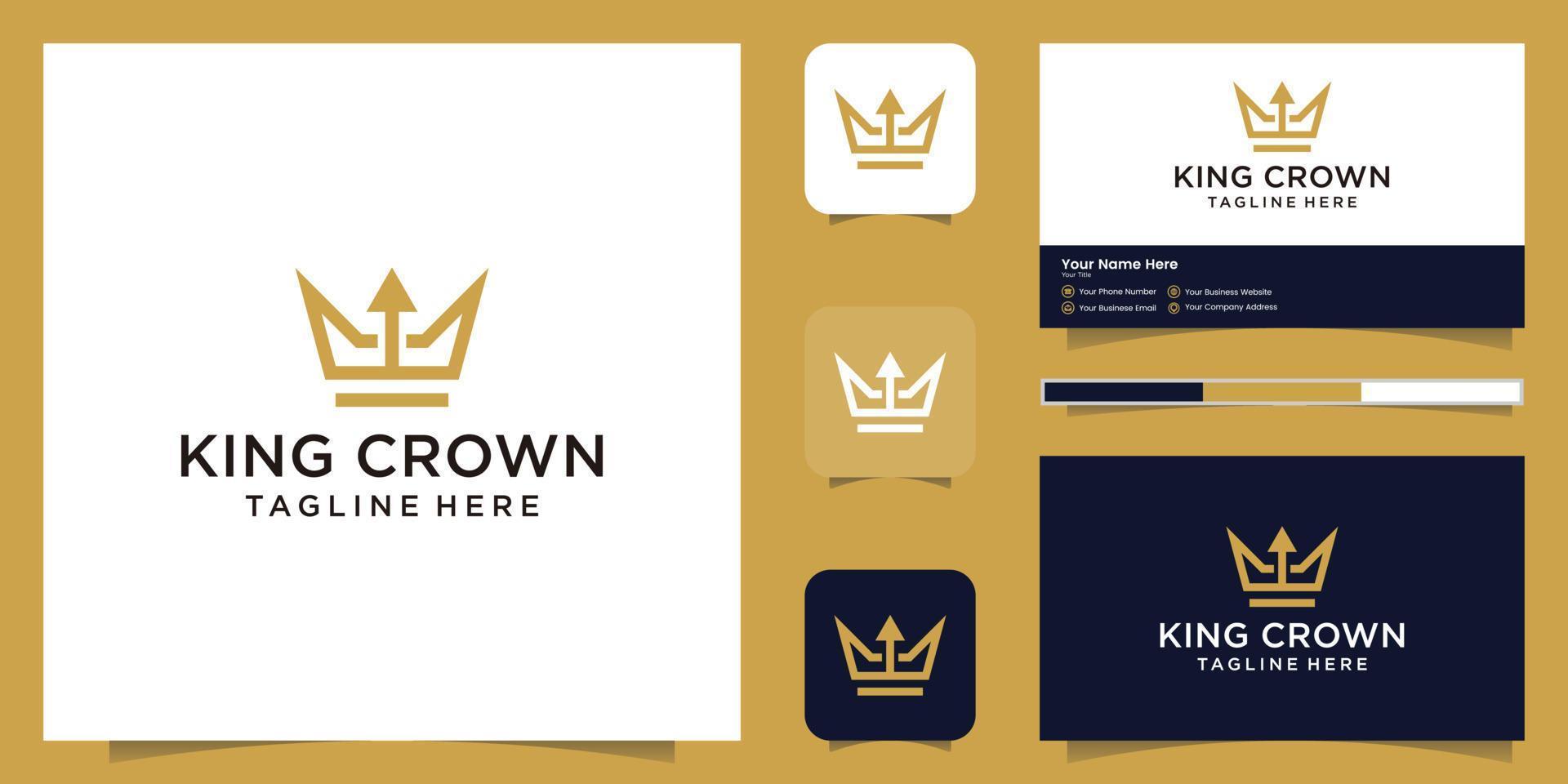 einfach elegant Krone und Pfeil Logo Design, Symbole zum Königreiche, Könige und Führer, und Geschäft Karten vektor
