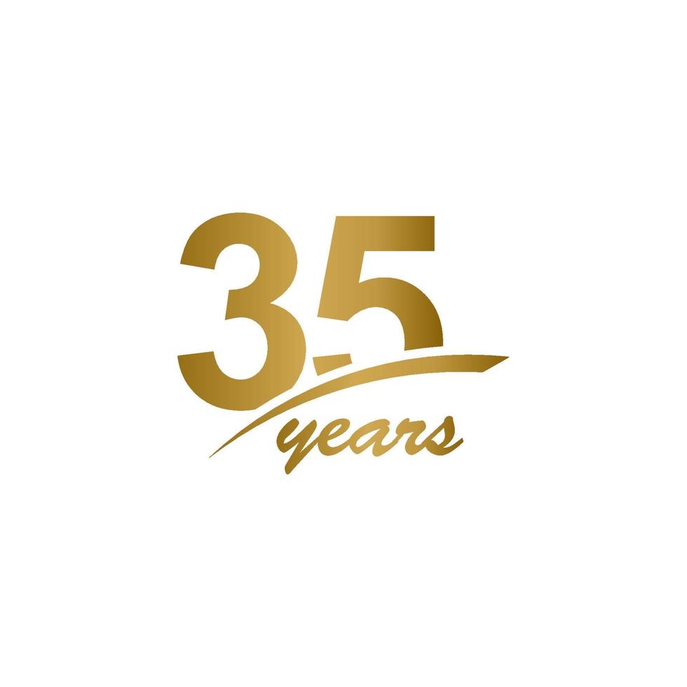 35-årsjubileum elegant guldlinje firande vektor mall design design