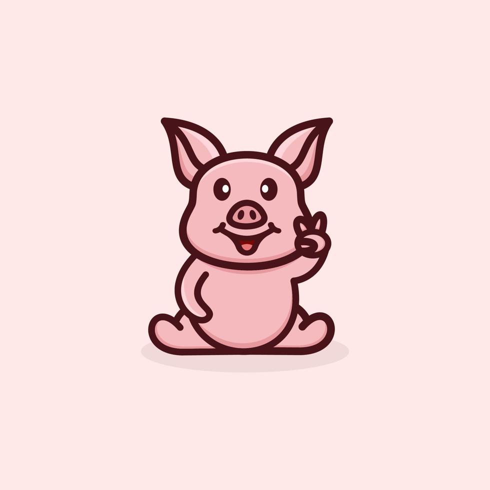 süßes schwein-logo-design vektor