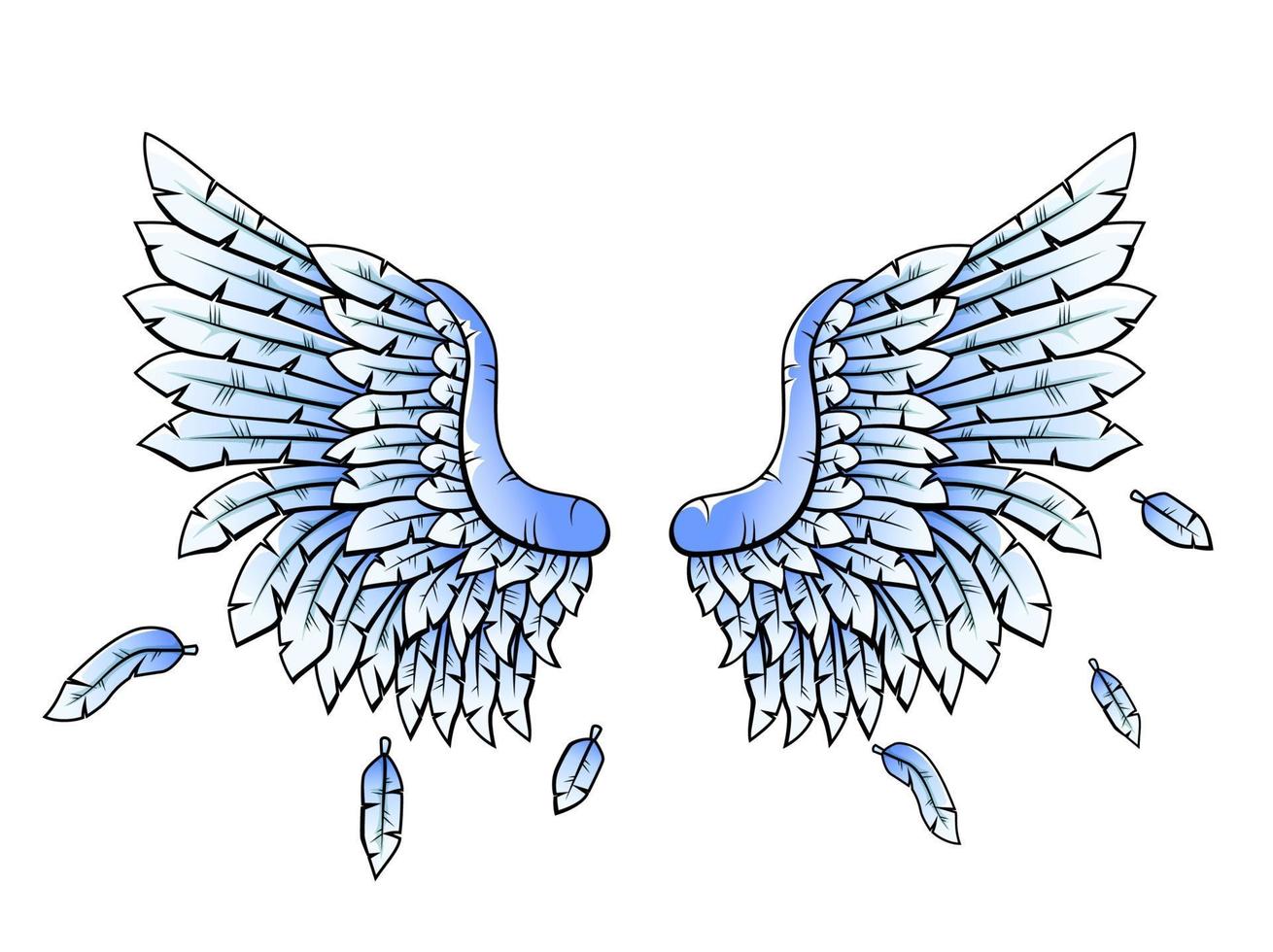 blå heraldisk vingar tecknad serie, vektor illustration