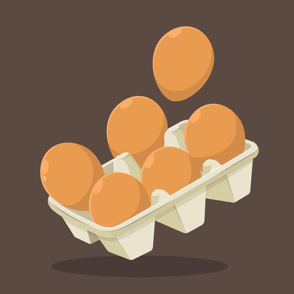 Hähnchen Eier auf Ei Tablett Vektor Illustration