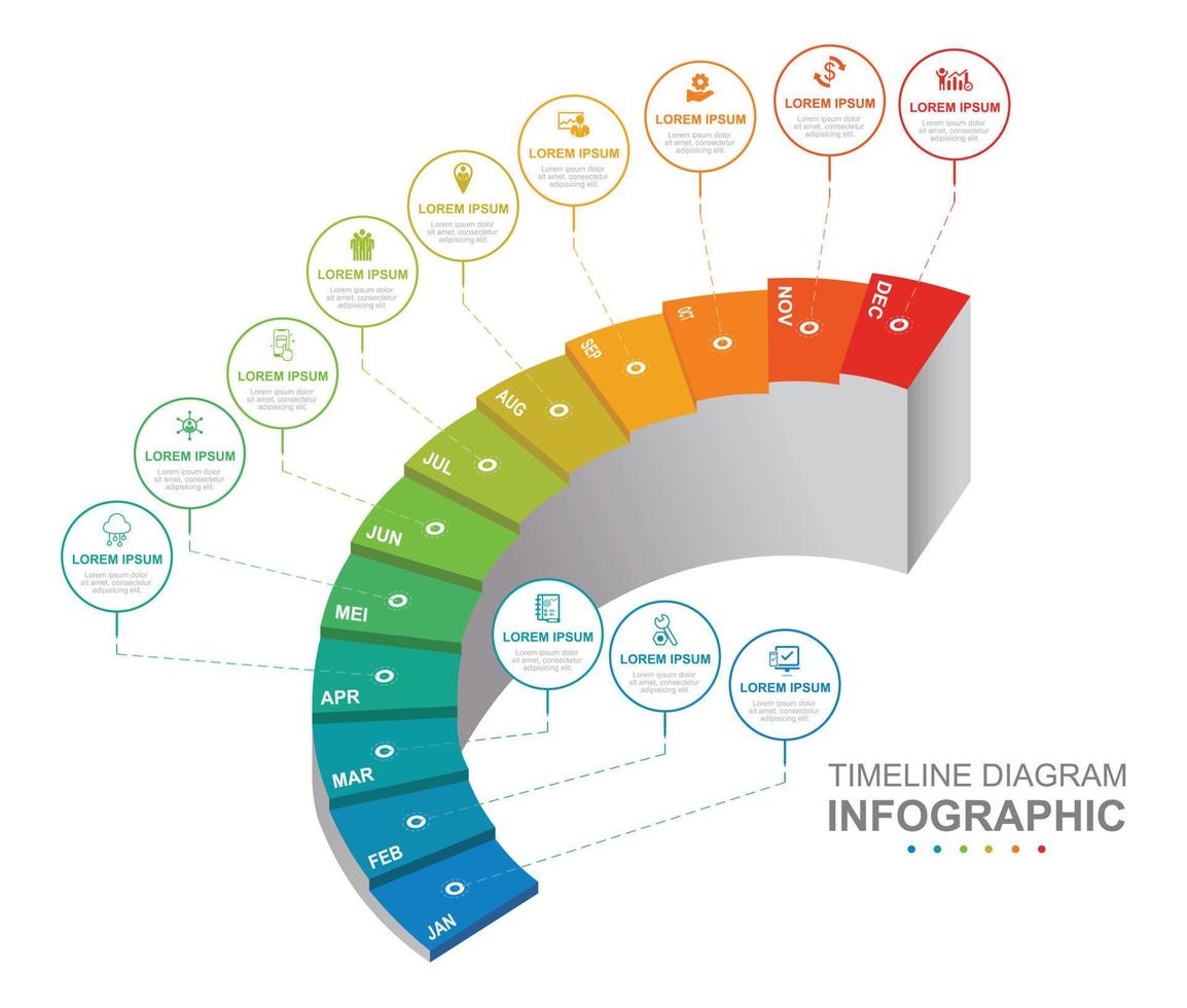 infographic företag mall. modern tidslinje diagram kalender med trappsteg grantt Diagram. begrepp presentation. vektor