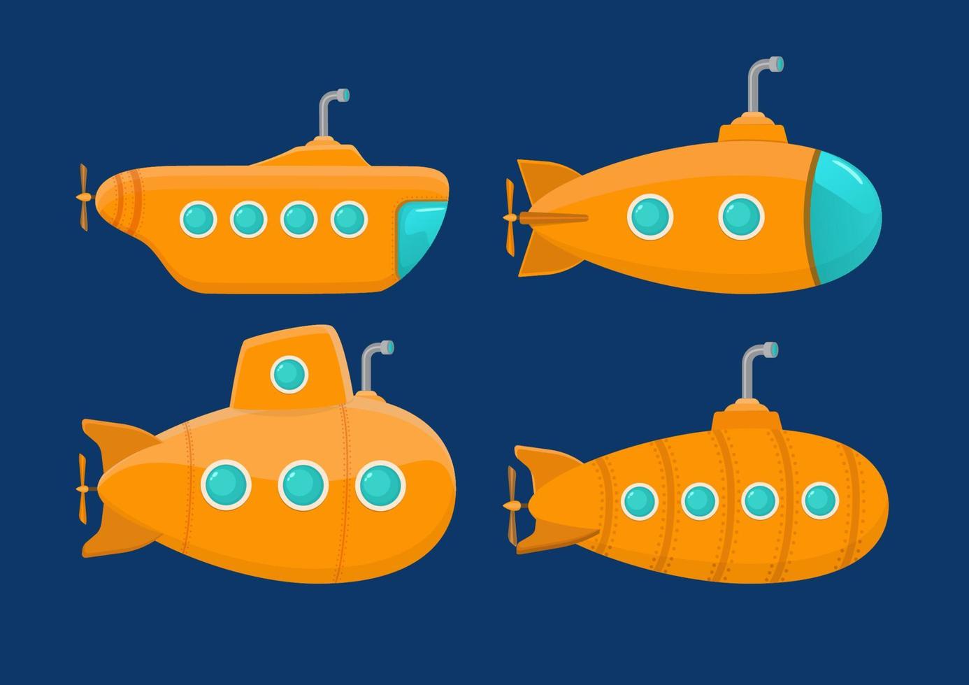 uppsättning av tecknad serie gul u-båt vektor