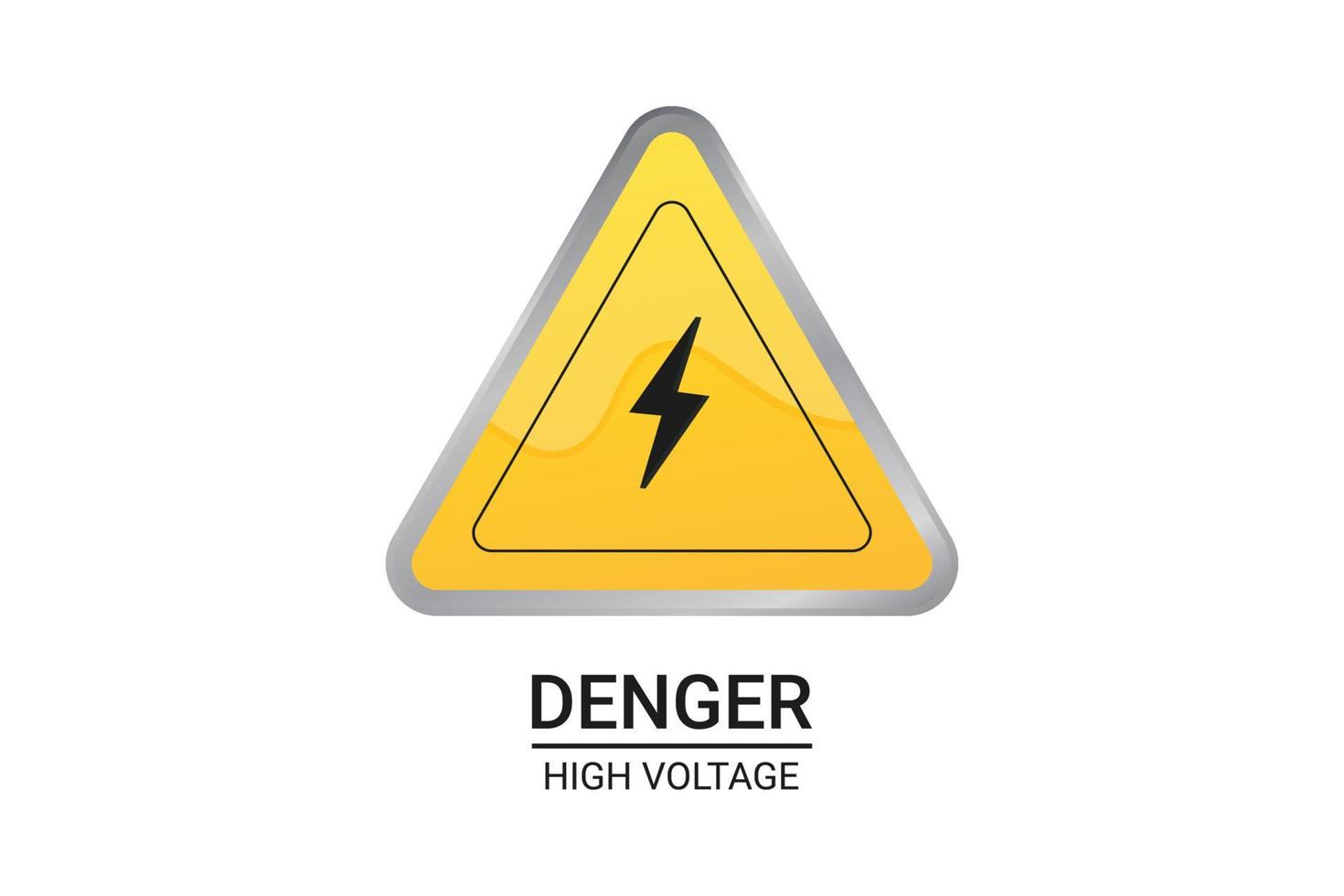 fara symbol med hög Spänning tecken och bult varning triangel- gul tecken vektor element.