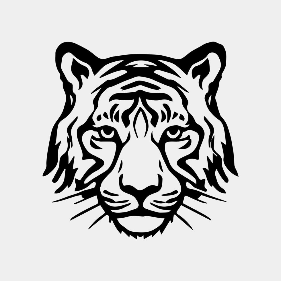 ein schwarz und Weiß Vektor von ein Tigers Gesicht.