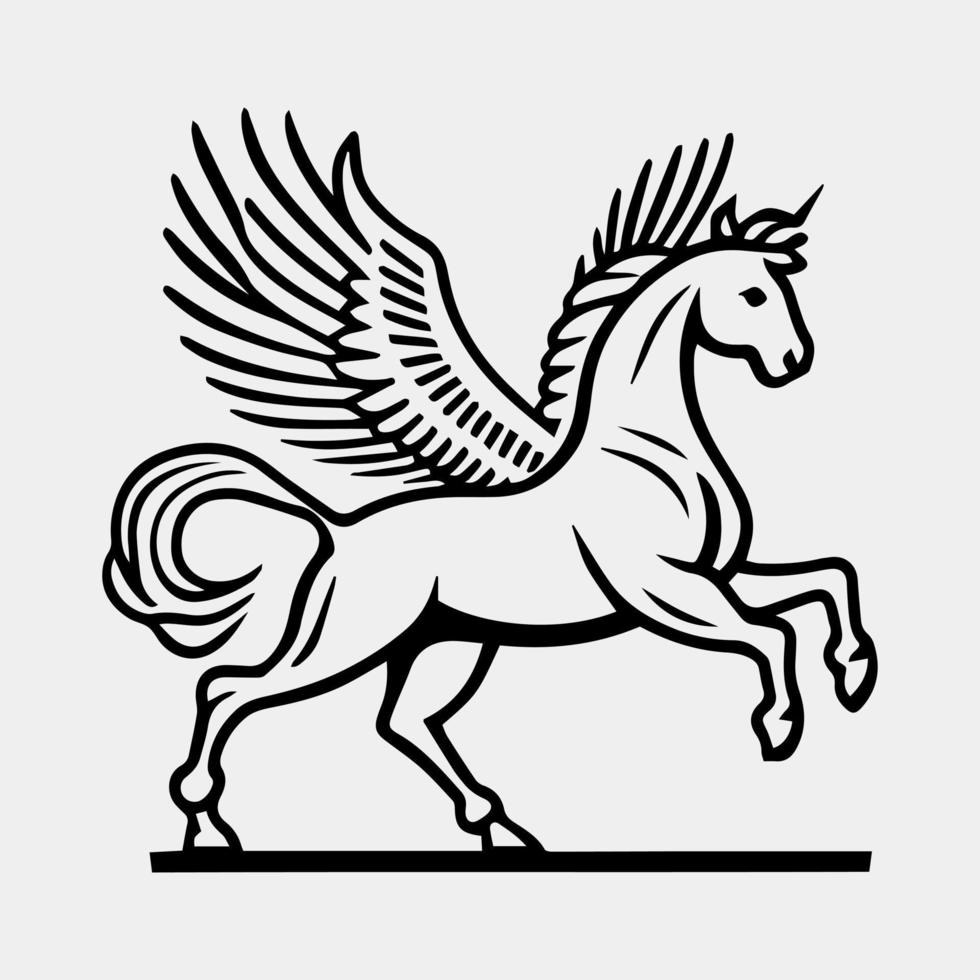 Pegasus Weiß Pferd auf Weiß mit Flügel vektor