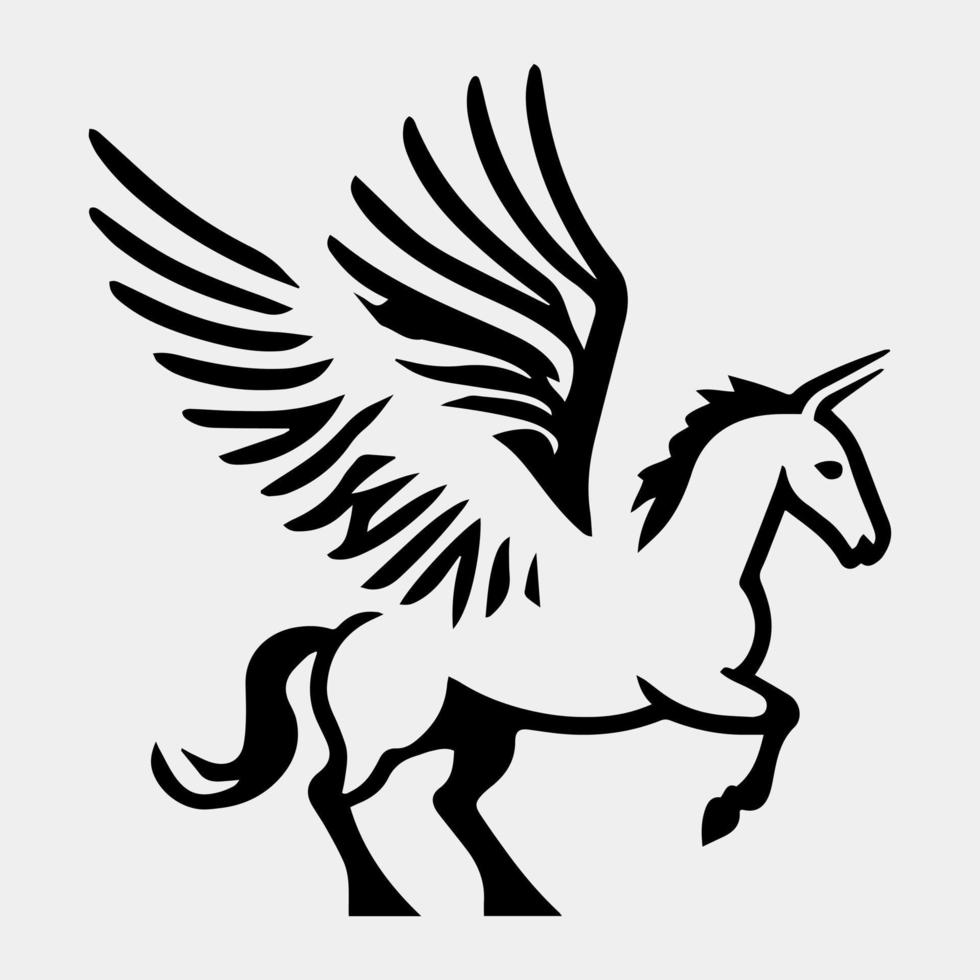 pegasus vit häst på vit med vingar vektor