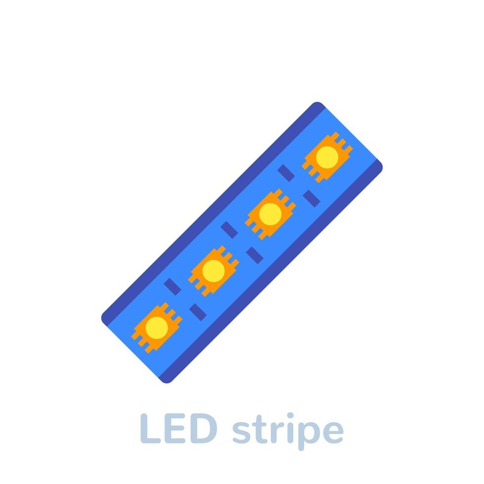 LED-Streifensymbol auf weiß, flach vektor