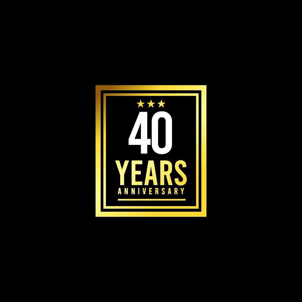 40 år årsdag guld fyrkantig design logo vektor mall illustration