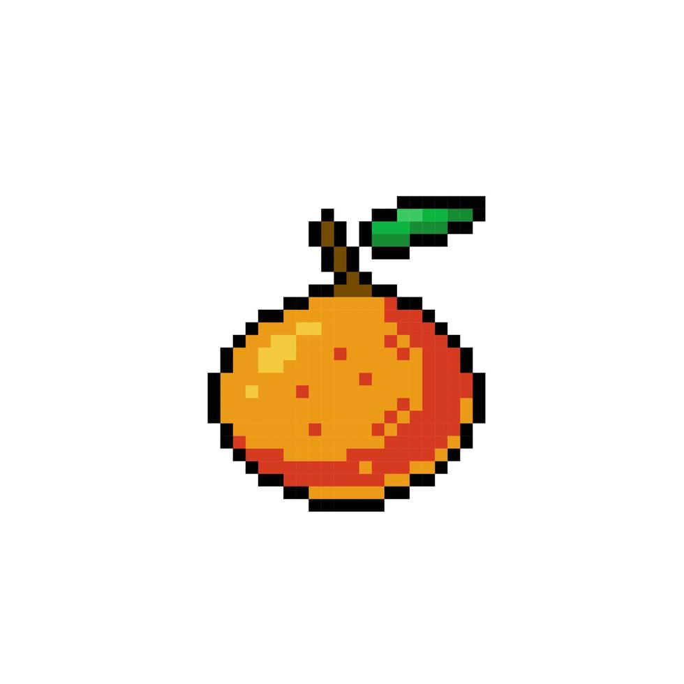 Single Orange Obst im Pixel Kunst Stil vektor