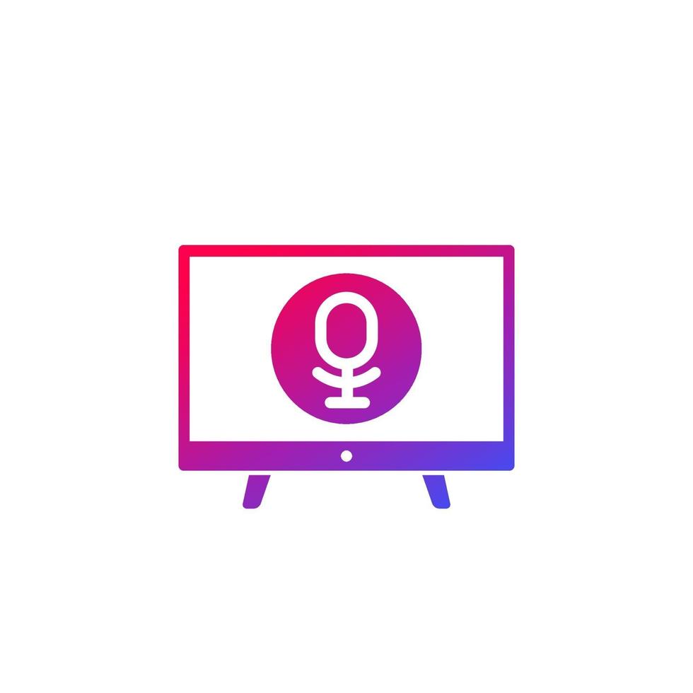 tv med röststyrning vektor ikon