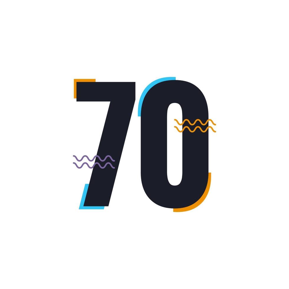 70-årsjubileum firande vektor mall design ikon för logotyp