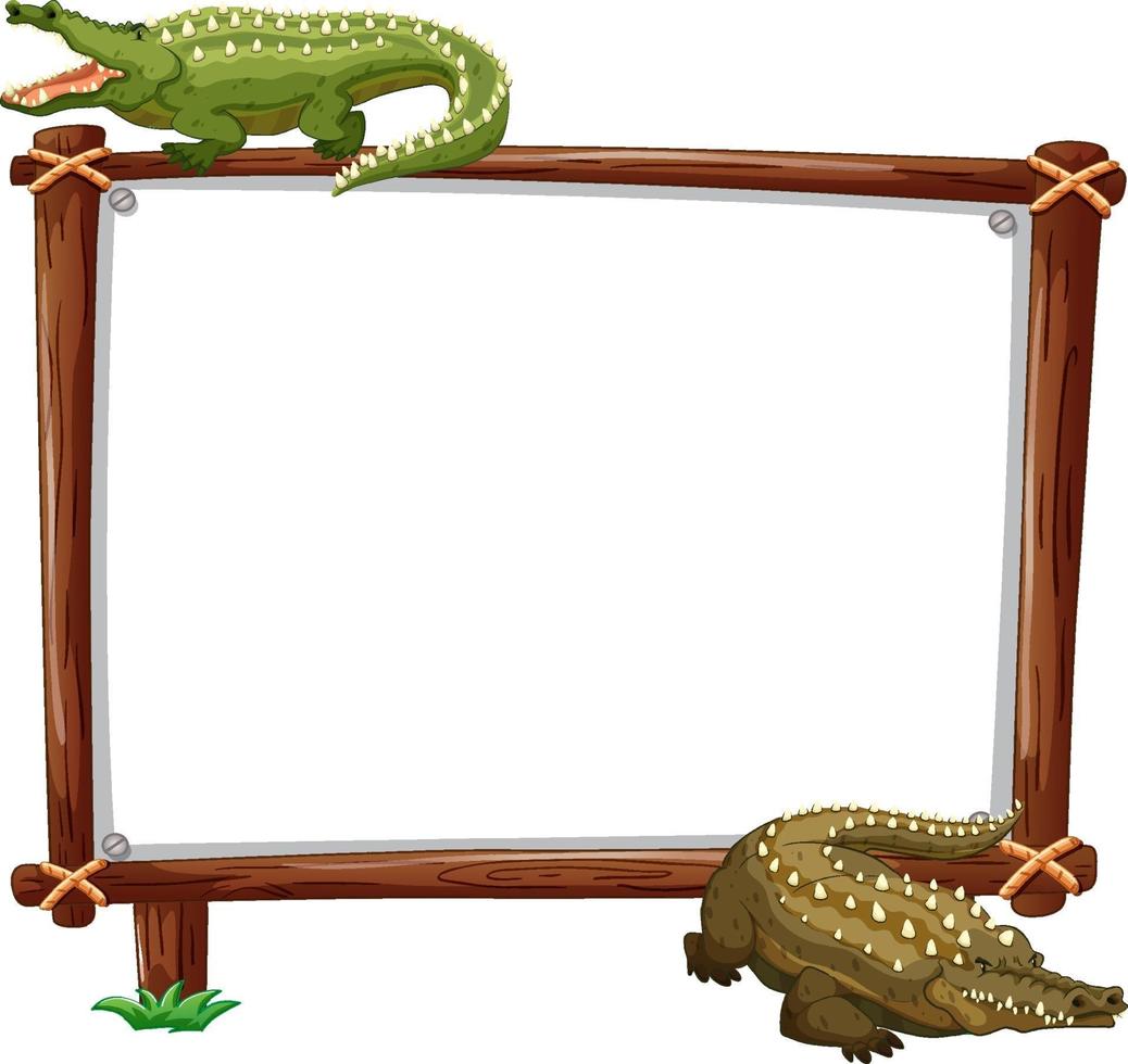 leeres Banner mit zwei Krokodilen auf weißem Hintergrund vektor
