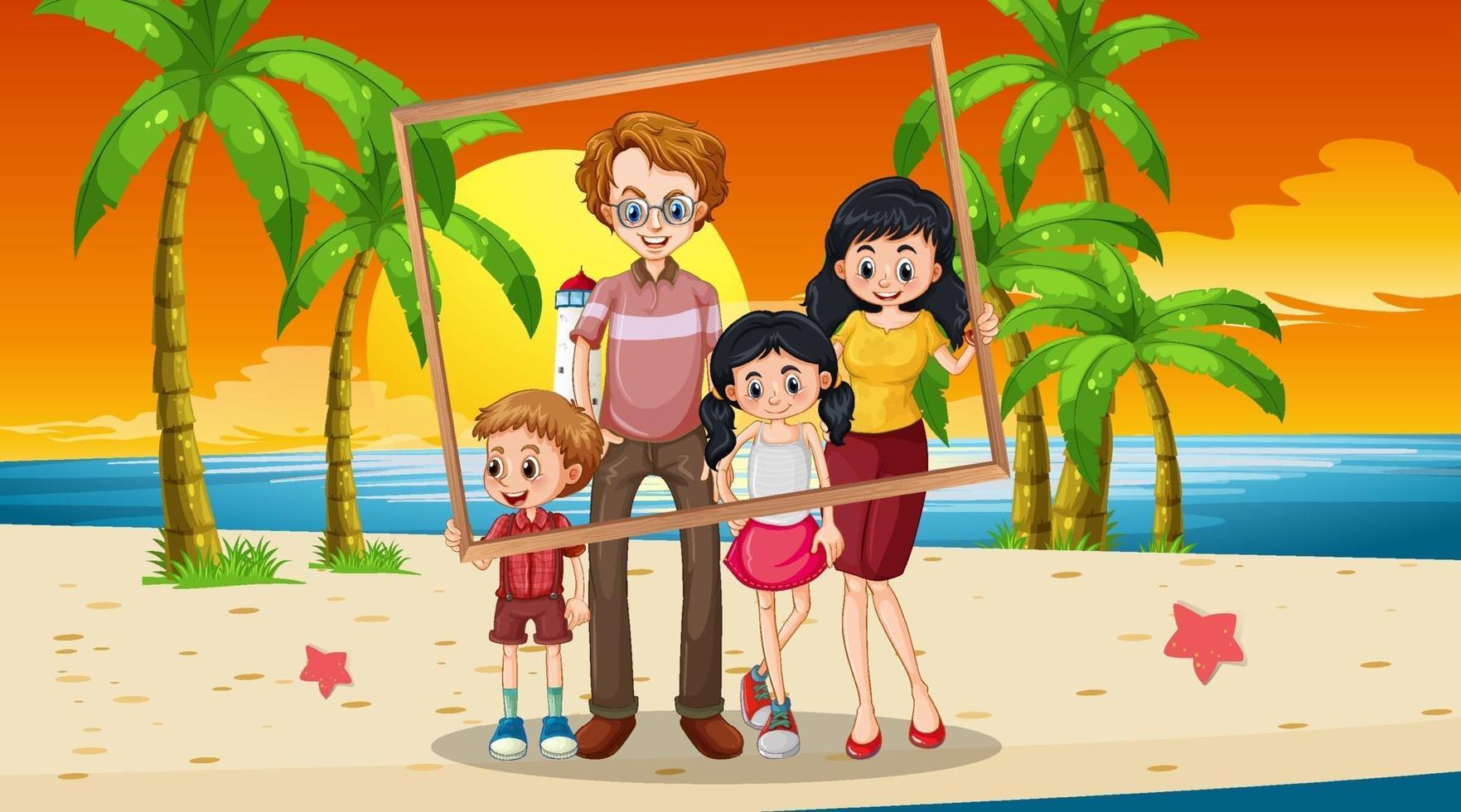 glückliches Familienfoto im Urlaub vektor