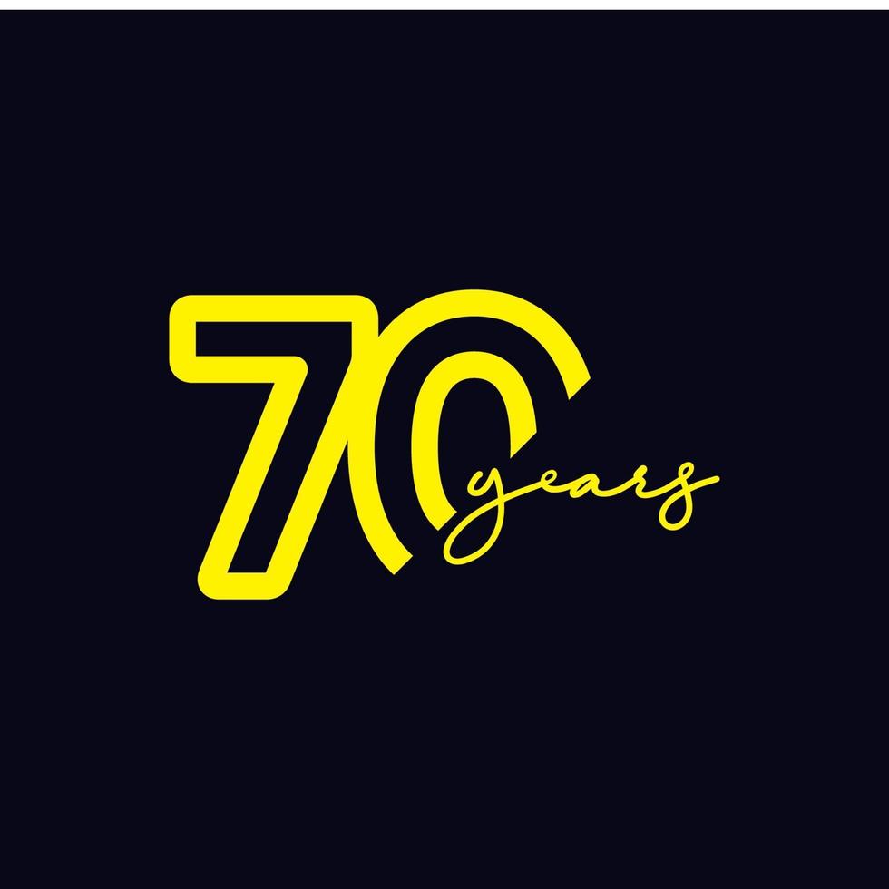 70-årsjubileum firande vektor mall design ikon för logotyp
