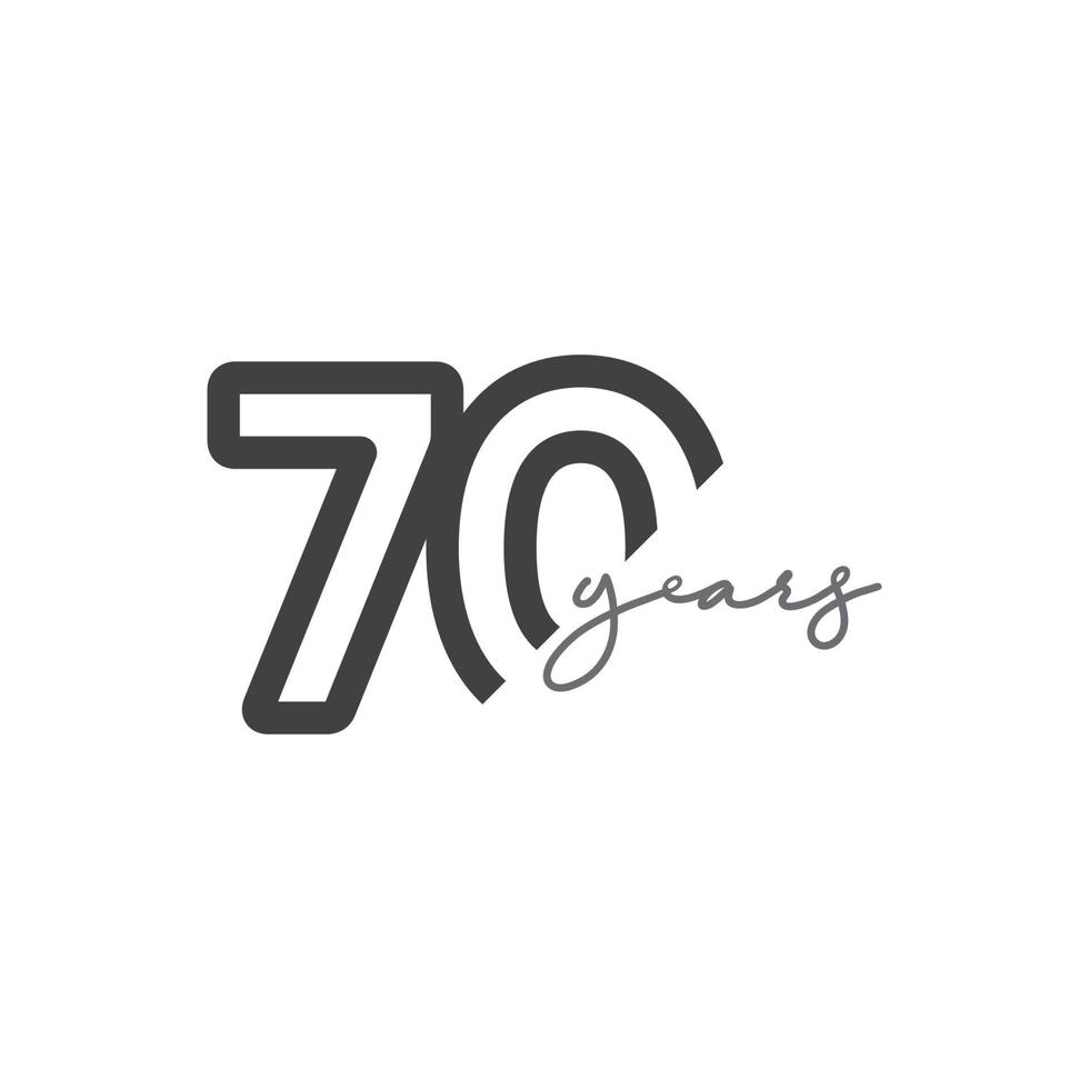 70-årsjubileum firande nummer vektor mall design illustration logo ikon