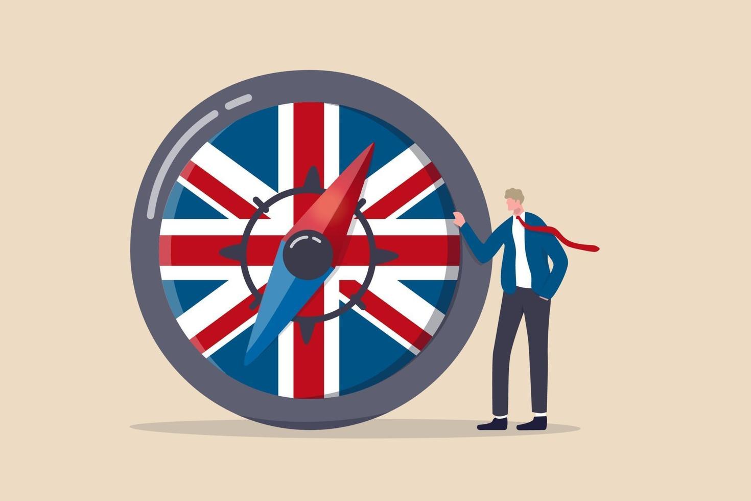 Großbritannien, Vereinigte Königreich wirtschaftliche Richtung nach dem Brexit-Deal, Geschäftsvereinbarung und Politik, um das Konzept der englischen Wirtschaftsstrategie voranzutreiben vektor