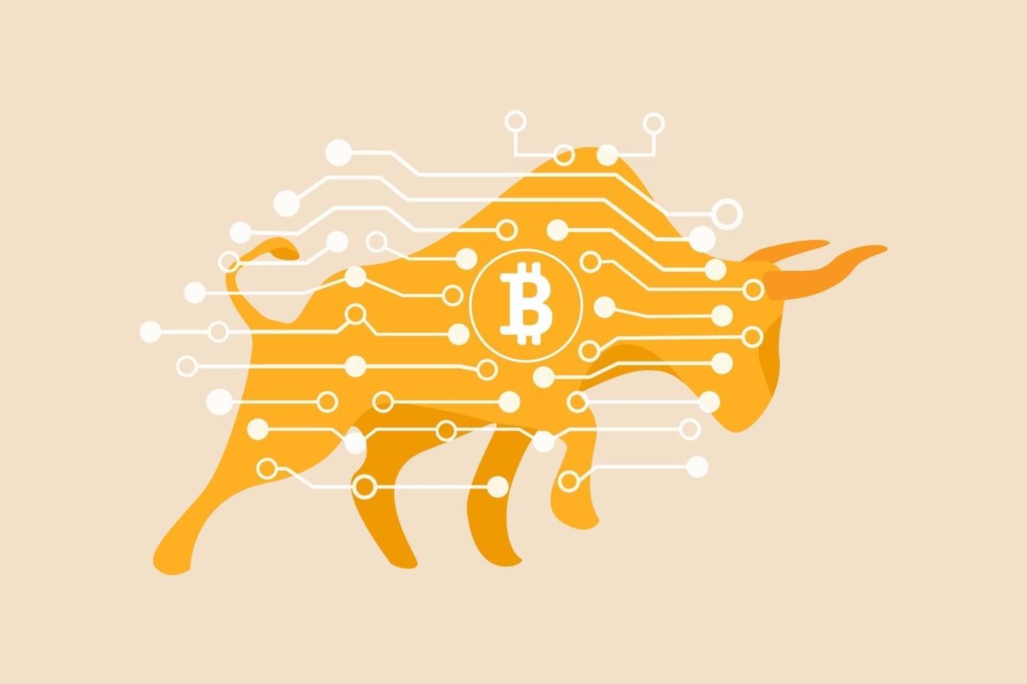 Der Bullenmarkt für Bitcoin-Kryptowährungen und der Anstieg der Kryptowährung erreichten ein neues Rekordkonzept vektor