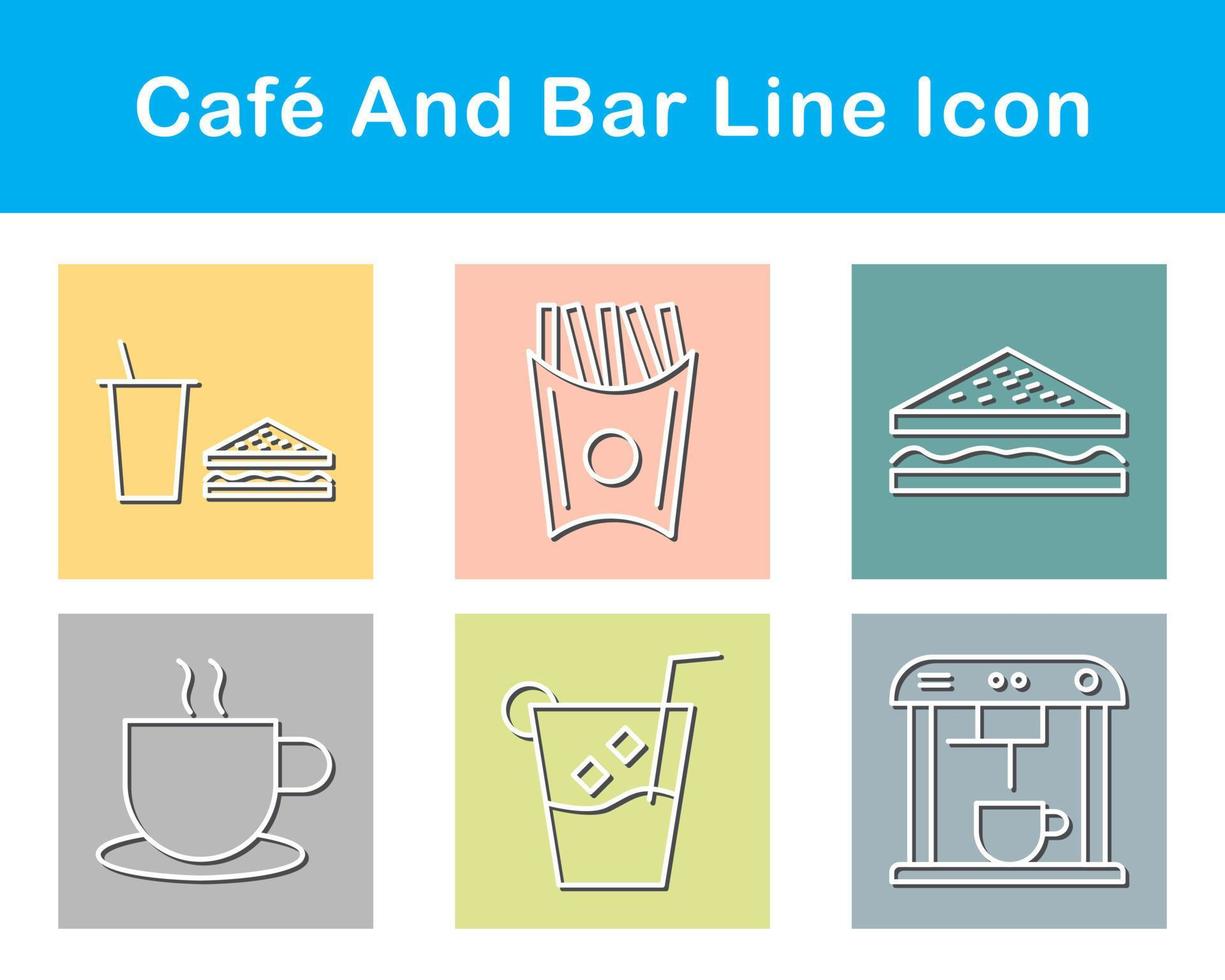 Cafe und Bar Vektor Symbol einstellen