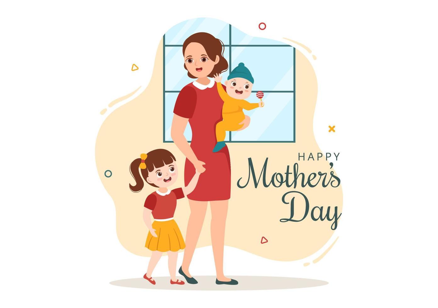 glücklich Mutter Tag auf kann 14 Illustration mit Zuneigung zum Baby und Kinder im eben Karikatur Hand gezeichnet zum Netz Banner oder Landung Seite Vorlagen vektor