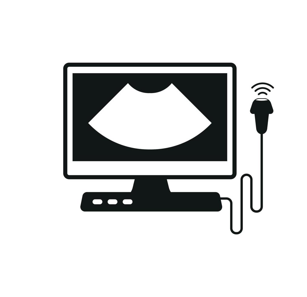 Ultraschall Forschung schwarz Vektor Symbol. medizinisch Diagnose Ausrüstung, Echographie.