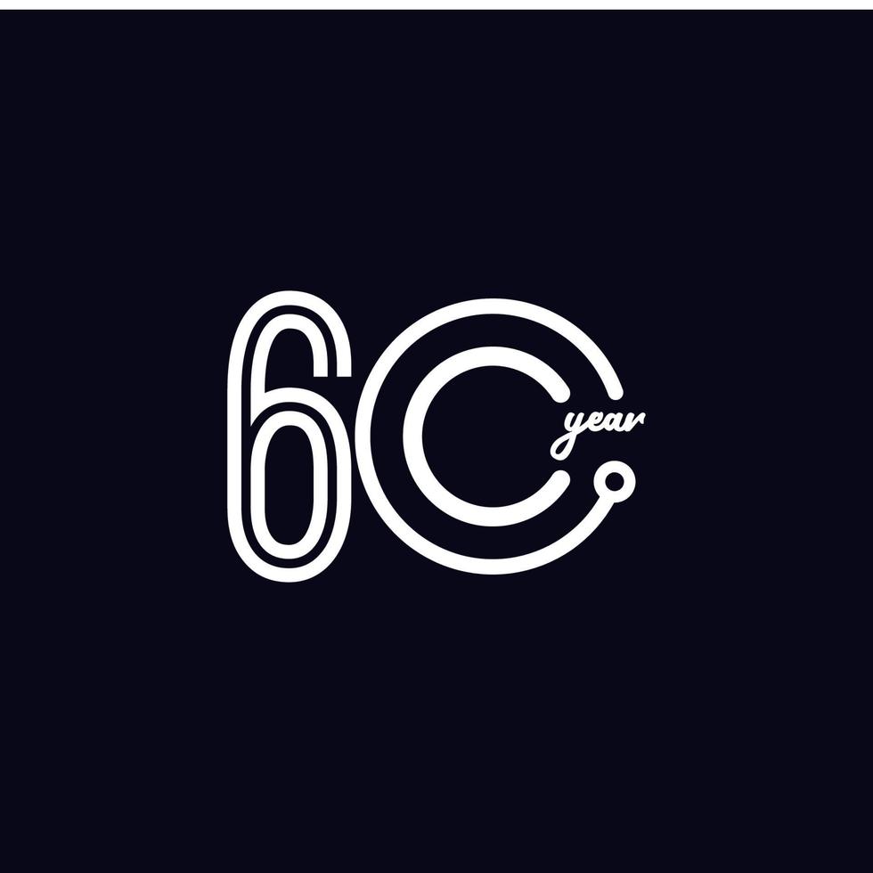 60 Jahre Jubiläumsfeier Nummer Vektor Vorlage Design Illustration Logo Symbol
