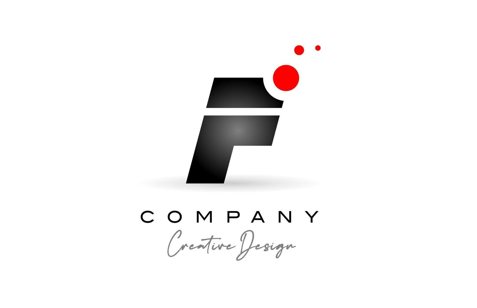 svart och vit f alfabet brev logotyp med röd punkt. företags- kreativ mall design för företag och företag vektor