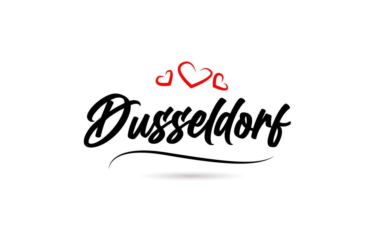Düsseldorf europeisk stad typografi text ord med kärlek. hand text stil. modern kalligrafi text vektor