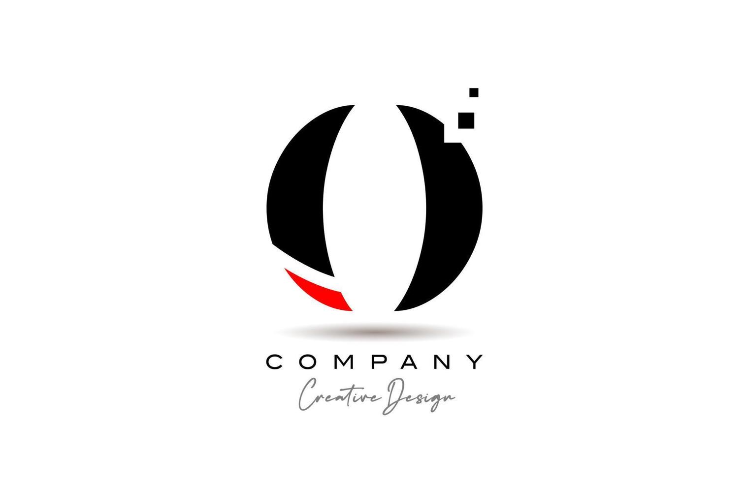 röd svart o alfabet brev logotyp ikon design med prickar. kreativ mall för företag och företag vektor