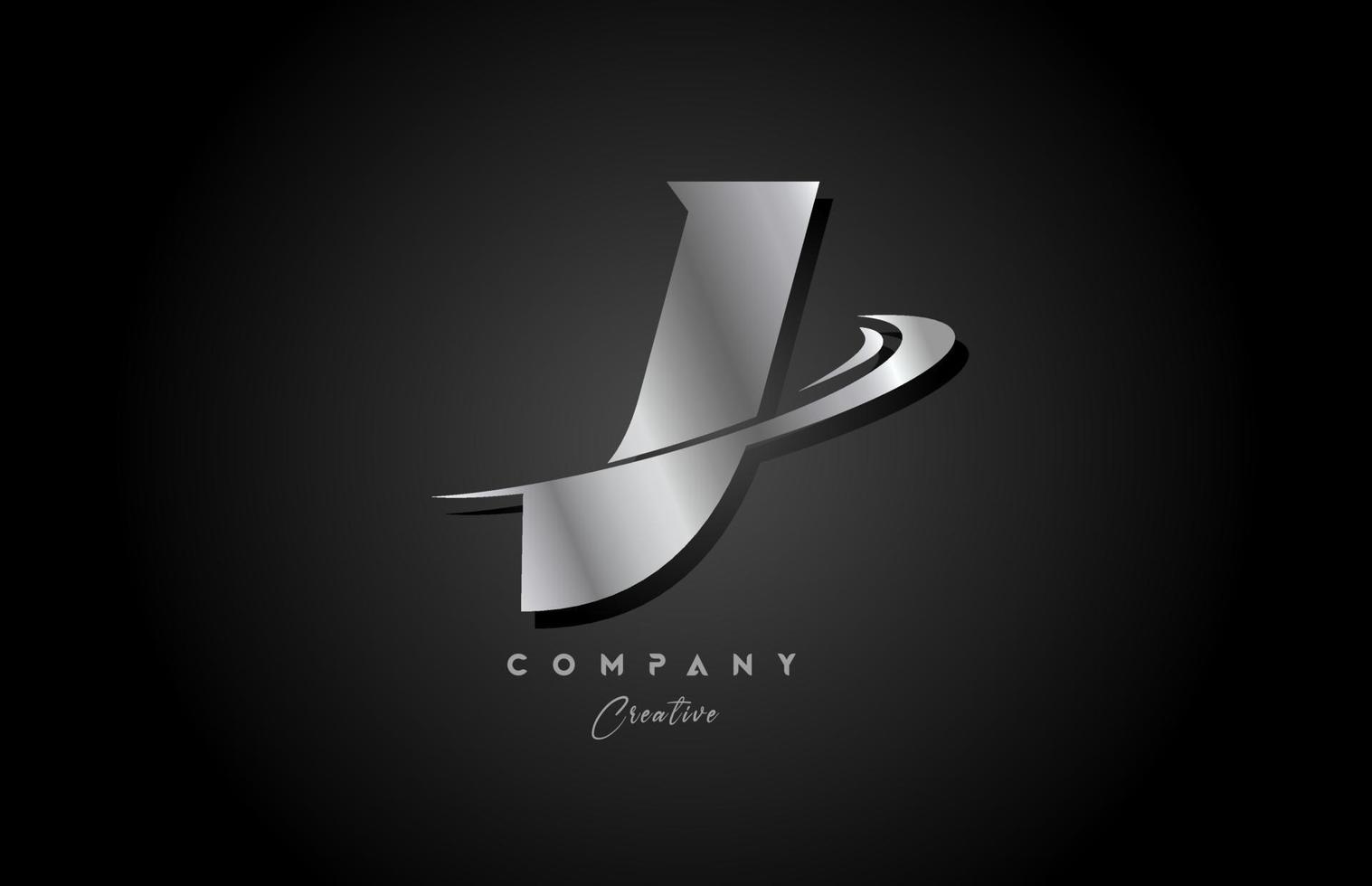 j Silber Metall grau Alphabet Brief Logo Symbol Design mit rauschen. kreativ Vorlage zum Unternehmen und Geschäft vektor