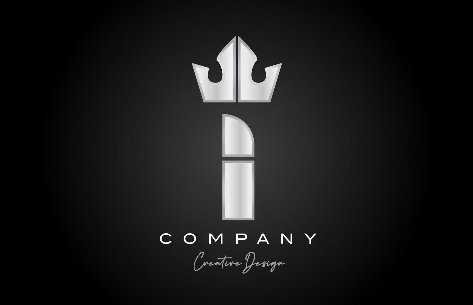 silver- grå jag alfabet brev logotyp ikon design. kreativ krona kung mall för företag och företag vektor