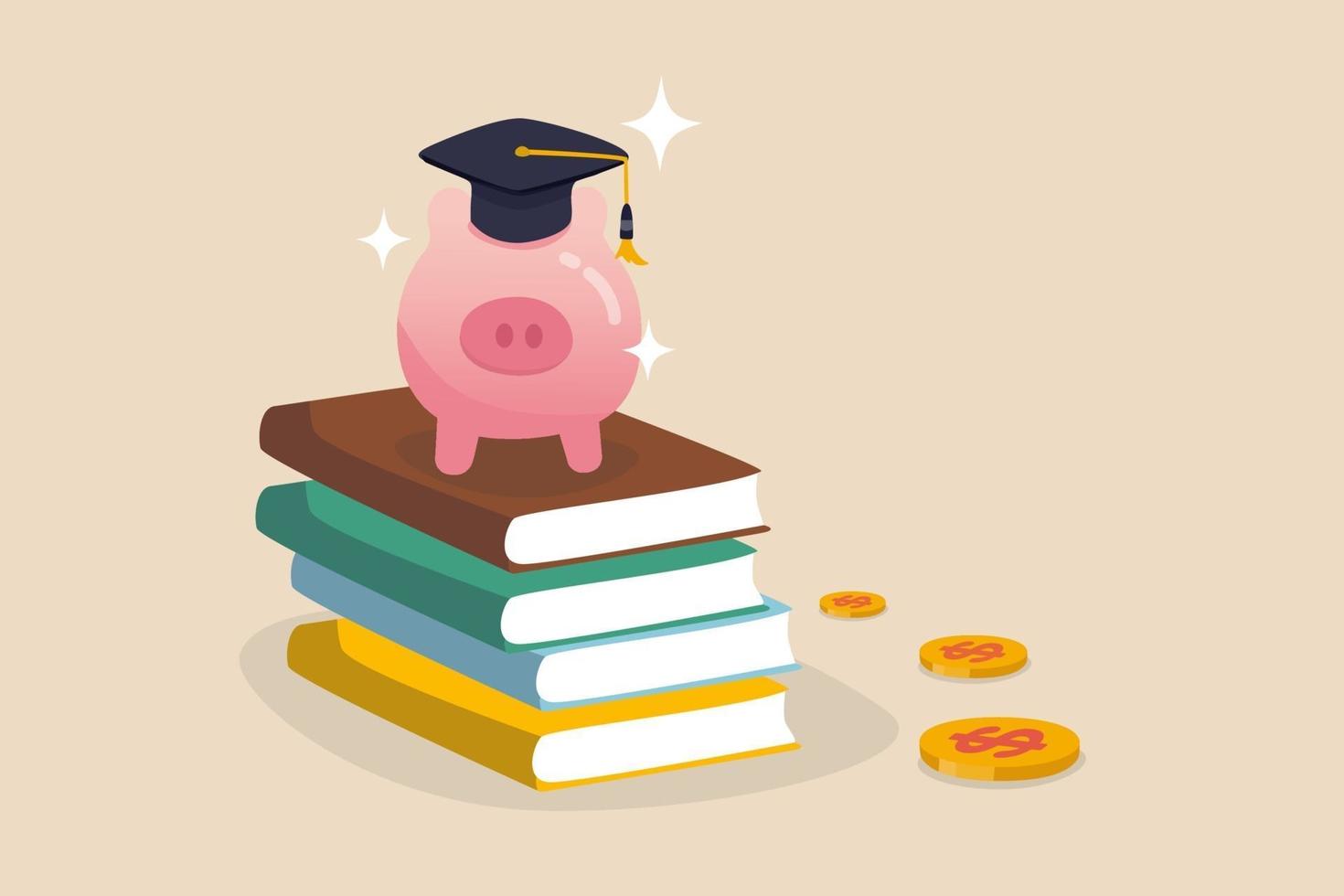Bildungsfonds, sammeln Sie Geld für Schul-, College- und Universitätskosten oder Studentenstipendien oder Darlehenskonzept vektor