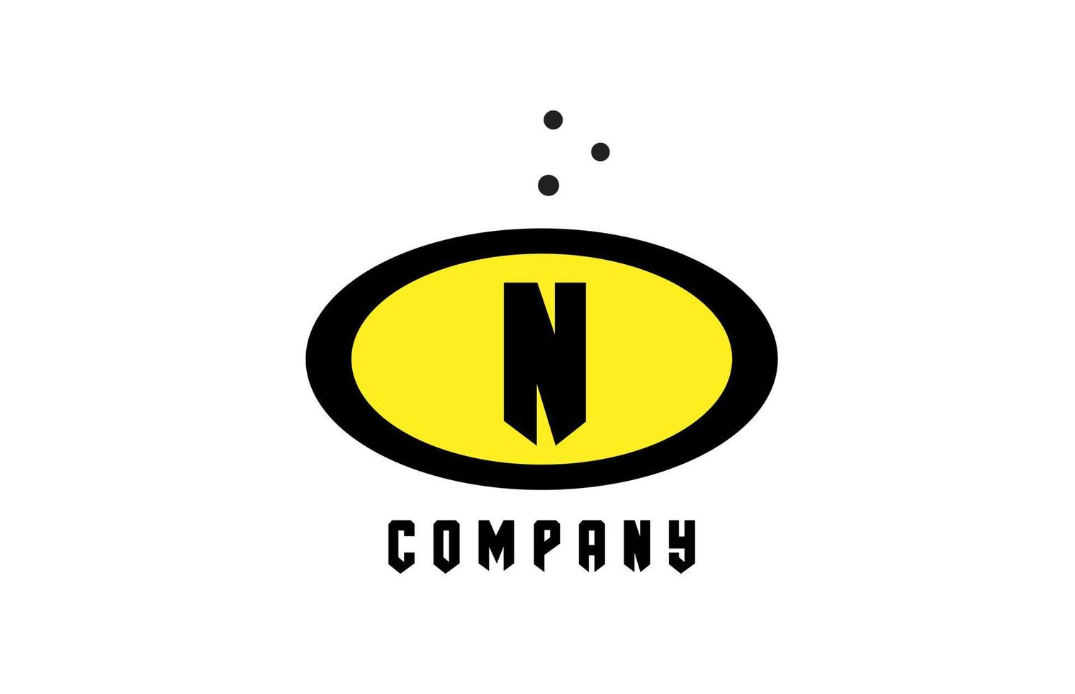 Ellipse n Alphabet Fett gedruckt Brief Logo mit Punkte. kreativ Vorlage Design zum Geschäft und Unternehmen im Gelb und schwarz vektor