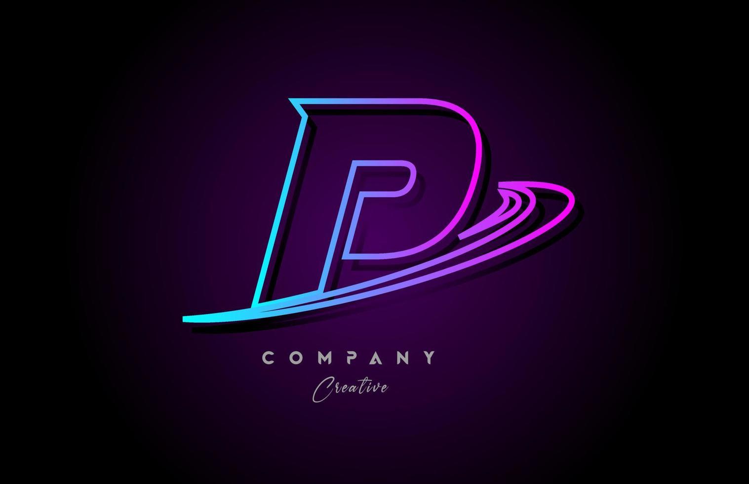blå och rosa alfabet p brev logotyp ikon design med susa. kreativ mall för företag och företag vektor