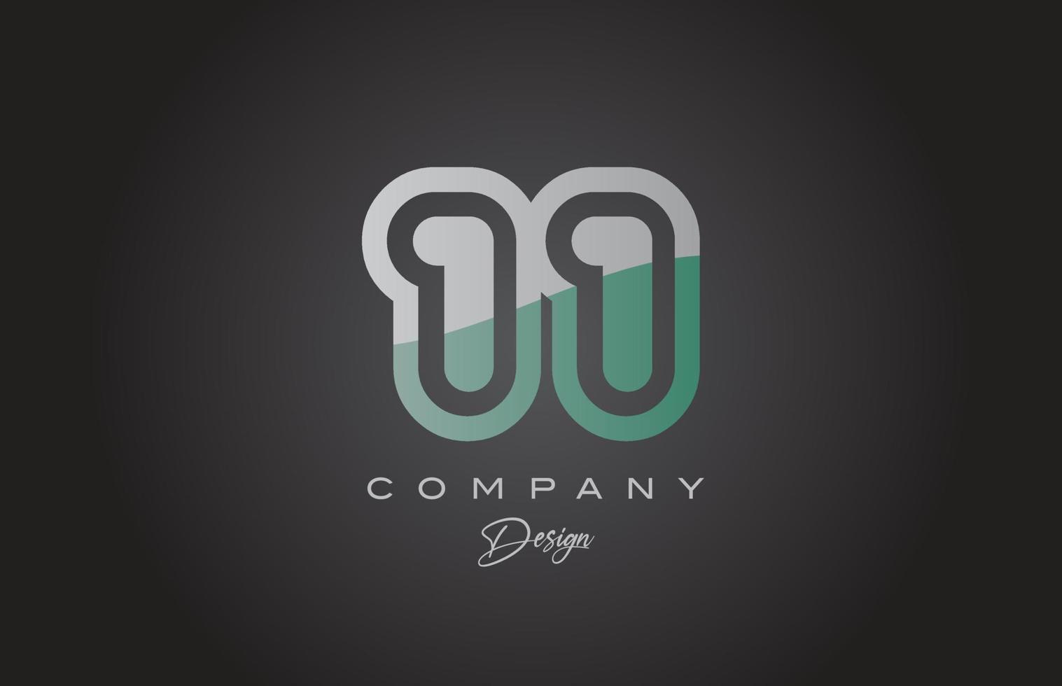 11 grön grå siffra logotyp ikon design. kreativ mall för företag och företag vektor