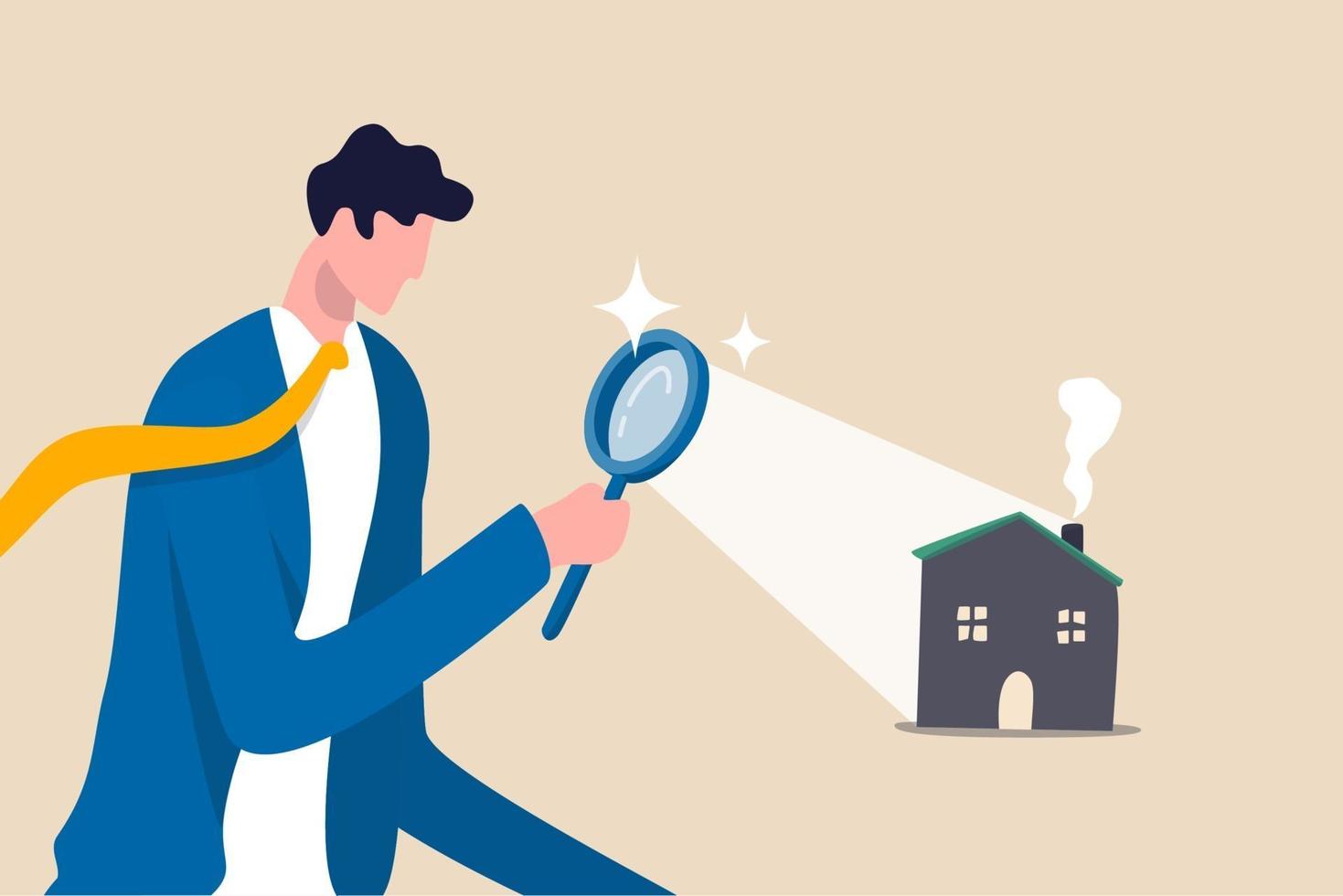 Suchen Sie nach einem neuen Haus, suchen Sie nach einer Immobilien- und Wohnungsbewertung oder einem neuen Miet- und Hypothekenkonzept vektor