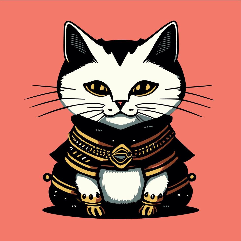 schwarz Samurai Katze vektor