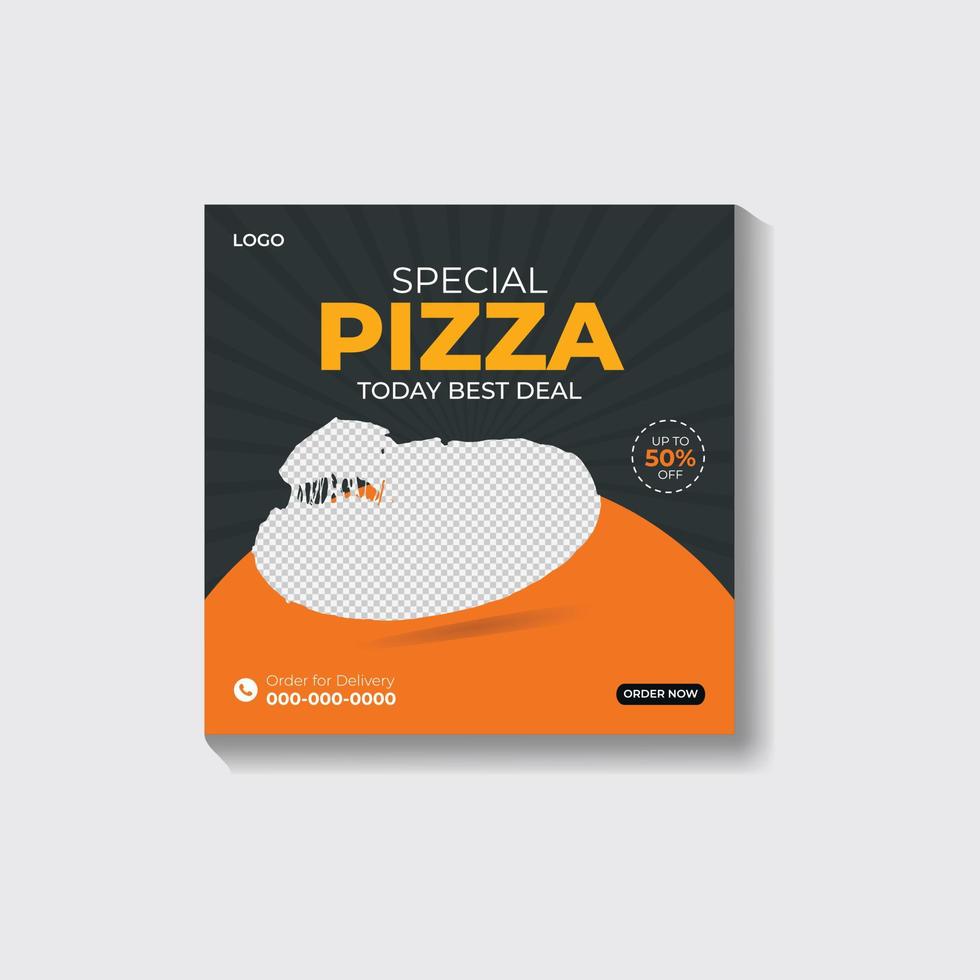 mat meny och särskild utsökt pizza social media Instagram baner mall vektor