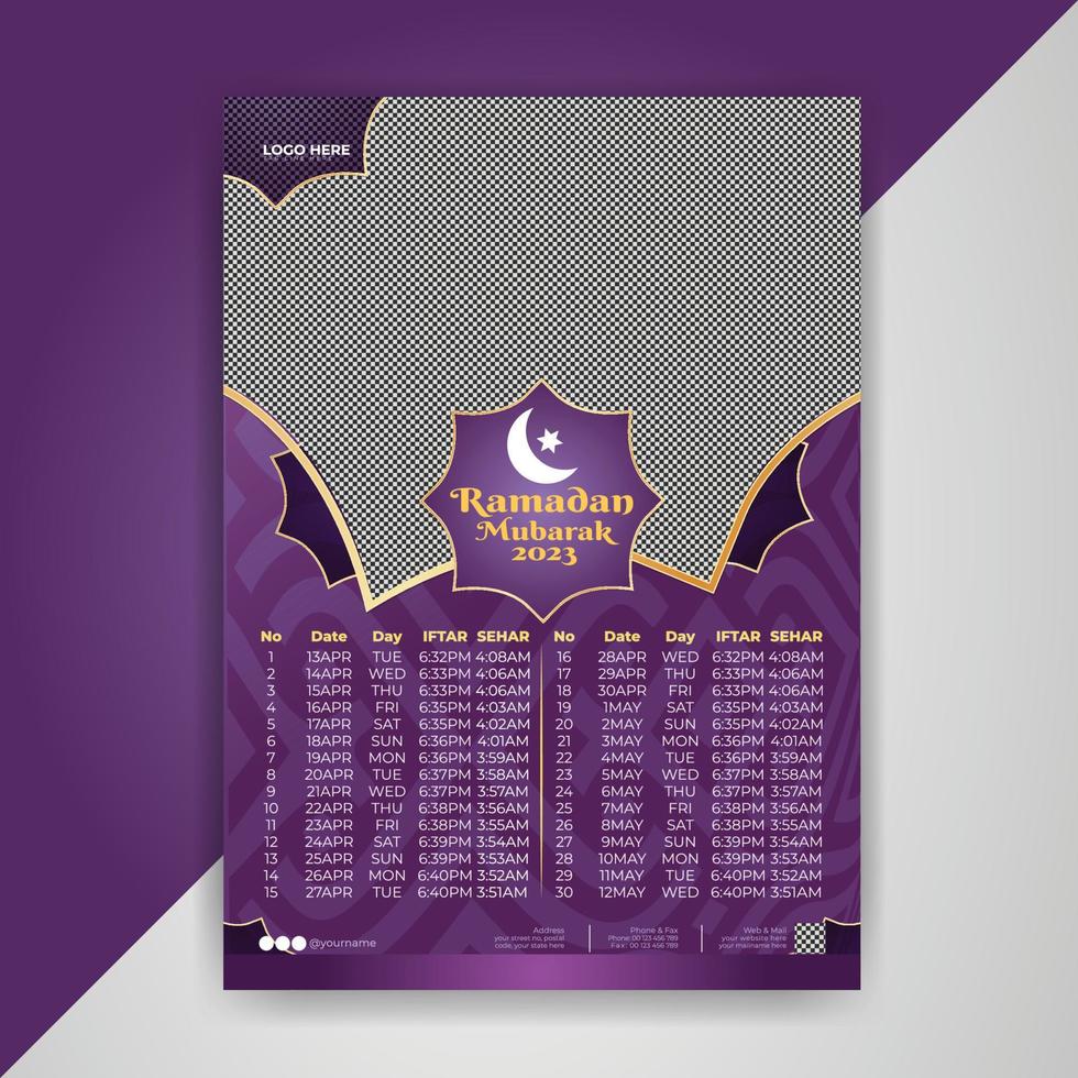 Ramadan Kalender Flyer Poster Vektor Vorlage