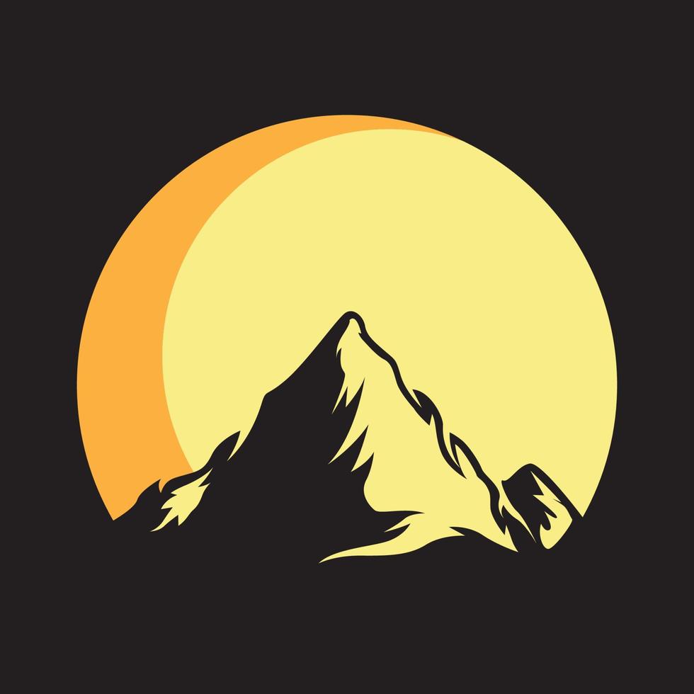 berg med solnedgång se utomhus- logotyp design vektor ikon illustration